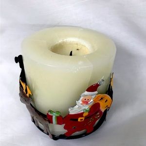 Santa and Reindeer Christmas Holiday Candle